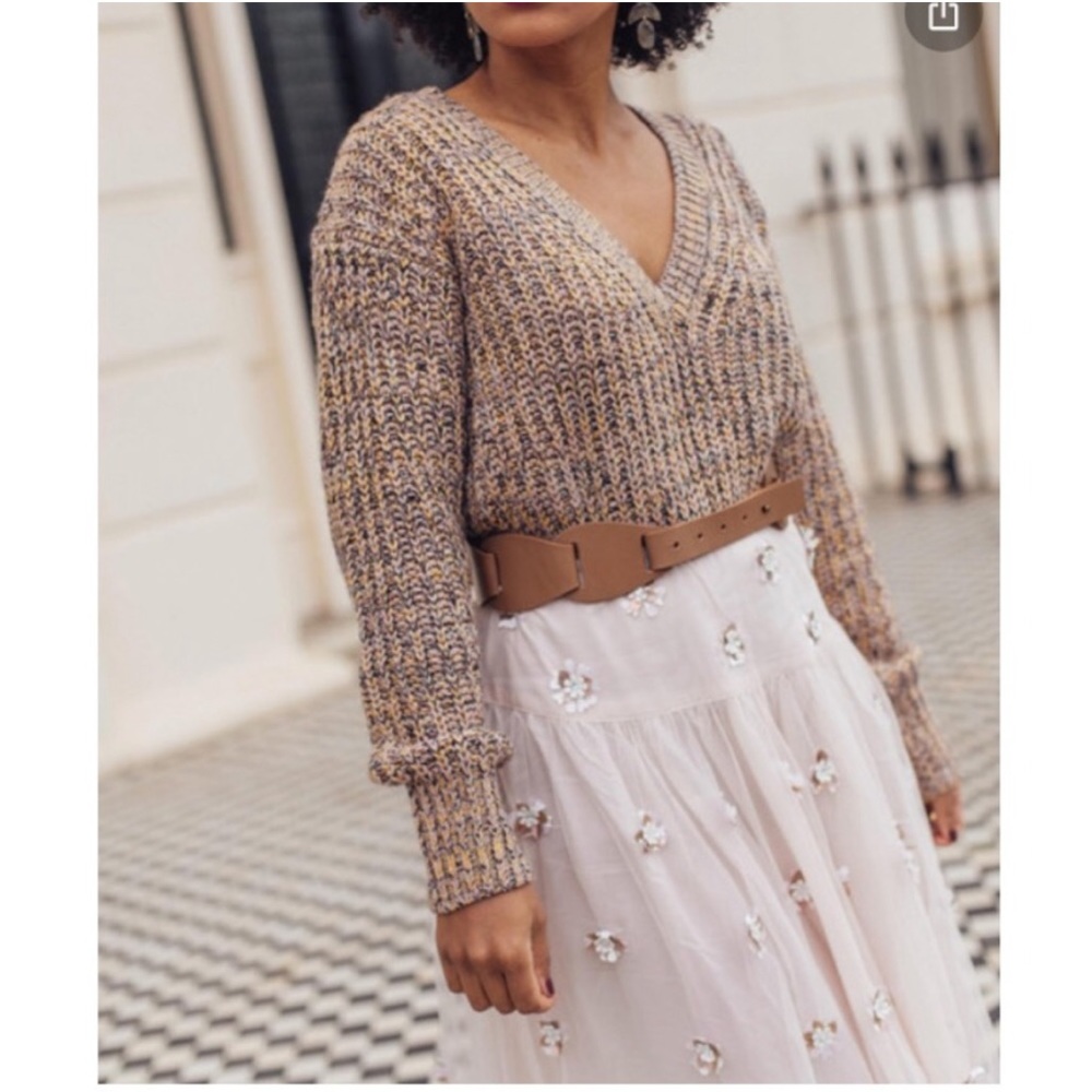 Anthropologie (M) Pilcro Wool Blend V-Neck Sweater